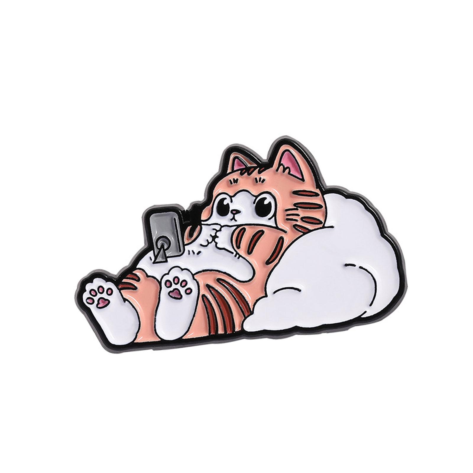 

Игривая брошь в виде оранжевых кошек из сплава, металлическое украшение в виде животного, аксессуар для одежды для повседневных нарядов и для подарка T3