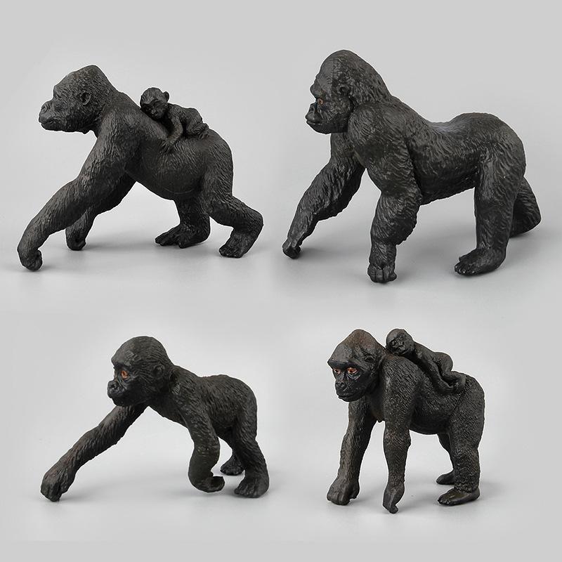Wild Forest Animal Model Simulation Chimpanzee Family, Static Ornament Doll Toy