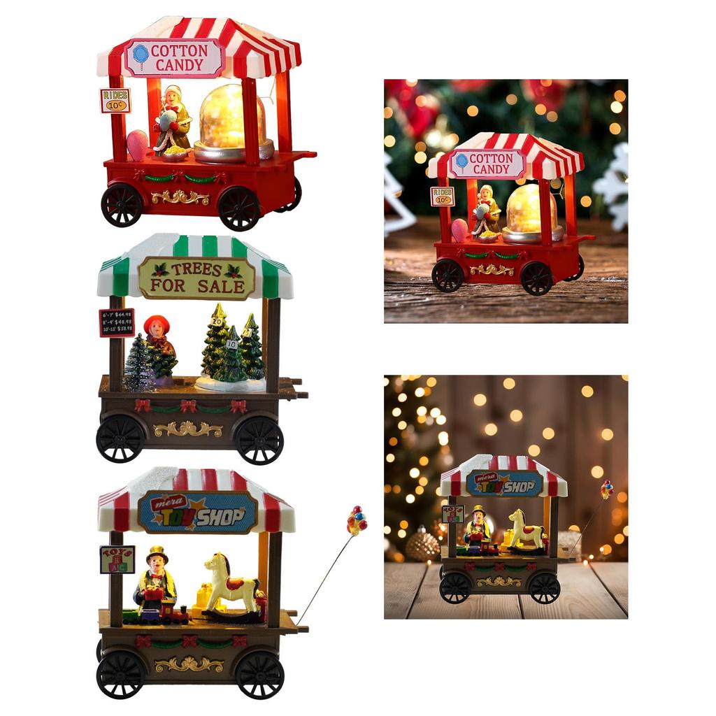 Christmas Scene Snow House Scene Decoration Gift Creative Glowing LED Lighted Miniature Resin Ornament Village Building House