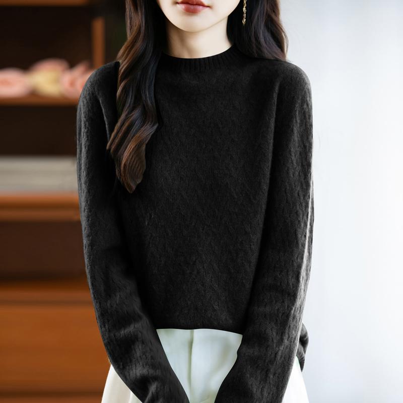 Women's Cashmere Sweater Qinghe Cashmere 30% Cashmere 70% Wool Autumn and Winter Pullover Warm and Fashionable