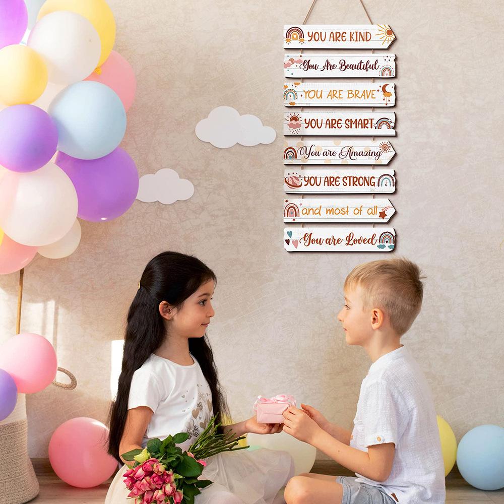 Teen Girl's Motivational Wooden Hanging Sign - Princess, Butterfly, Rainbow Design