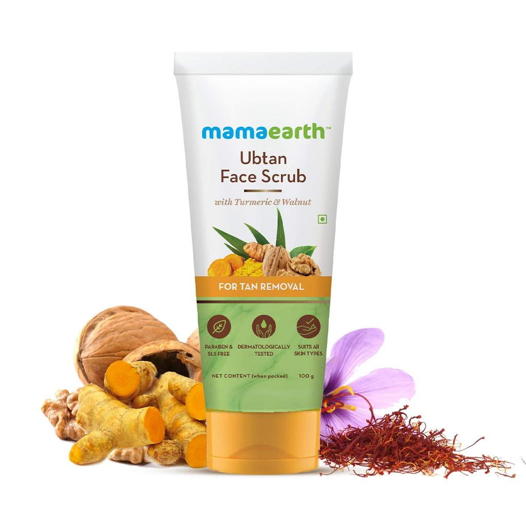 Mamaearth Gommage visage Ubtan au curcuma et aux noix pour éliminer le bronzage - 100 g