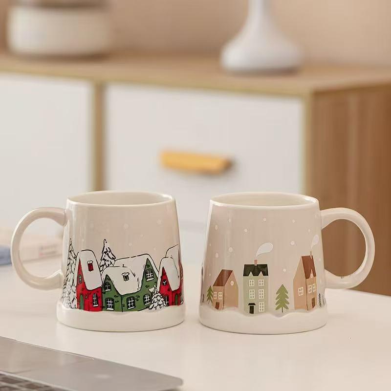 Christmas Ceramic Cup Coffee Mugs Household Exquisite Afternoon Tea Cups Creativity Breakfast Milk Cute Couple Coffee Cup Gift l