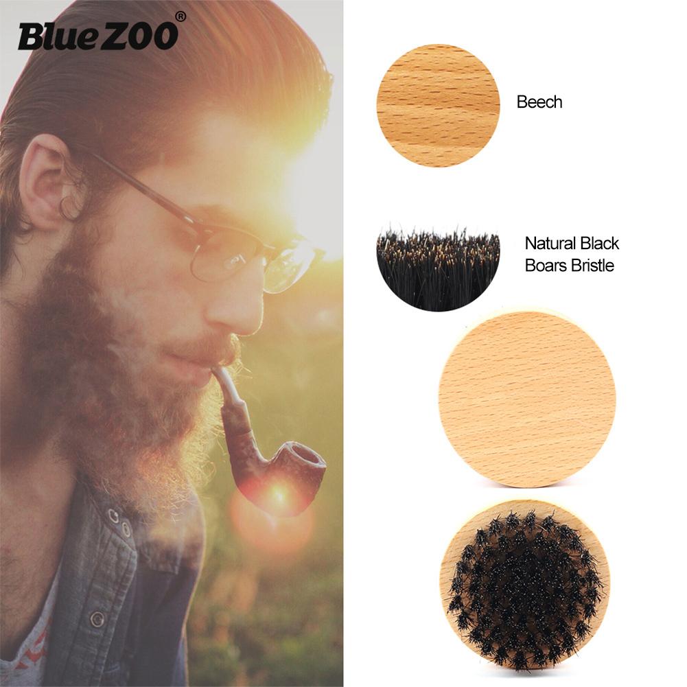 Men Mustache   Wooden Color Beech Brush Brd Care Shaving Clning Grooming Kit