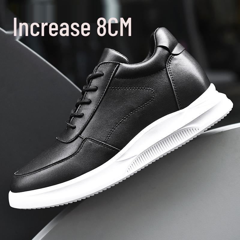 Men s Breathable White Sneakers with 8cm Invisible Height Increase, Thick Sole, and Stylish Design Size 38