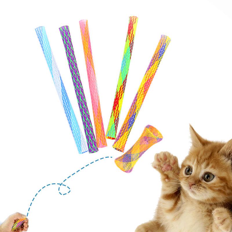 

Colorful Telescopic Cat Teaser Stick - Spring Interactive Cat Chase Toy Approximately 13cm