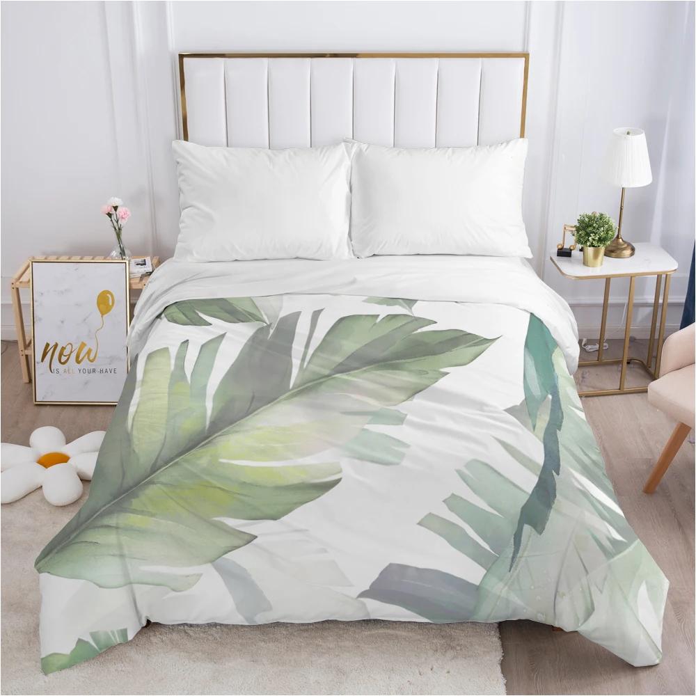 

140x20 240x20 for Home Nordic Leaf grey with Soft Fabric Duvet cover Comfortable Quilt Blanket Case Quen King Beding 135*200cm Eu-Single