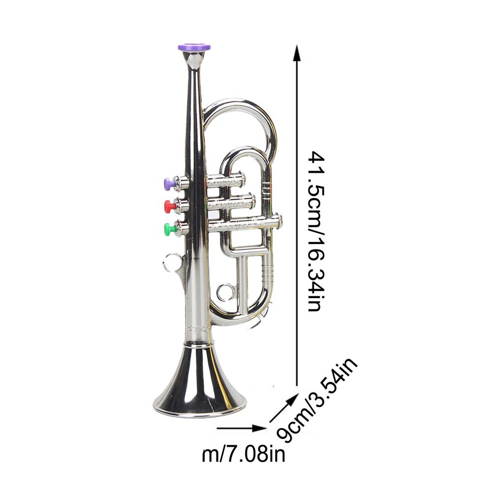 

Children toy trumpet Musical Instrument three-tone trumpet Simulated Musical Brass Instruments Horn play house music equipment срібний