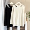Plus Size Women Thick Hollow Out Mid Length Long Sleeve Pullover Sweater