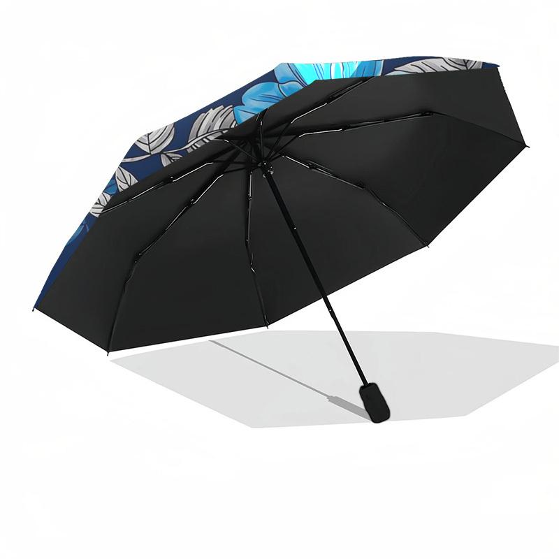 1pc Blue Floral Pattern Umbrella with Plastic Handle,Compact & Stylish,Suitable for All Seasons Ptys26053