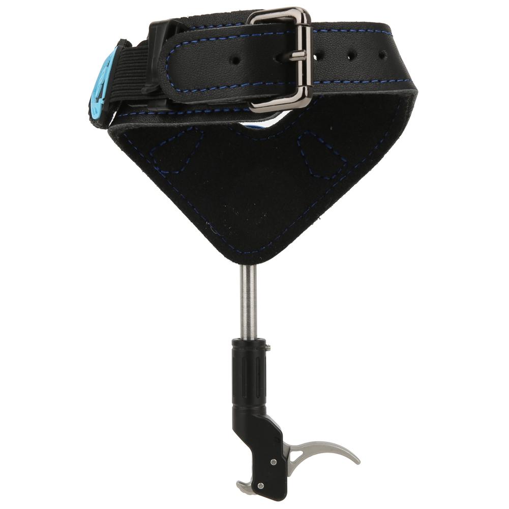 Blue Aluminium Alloy Leather Comfortable Adjustable Length Bow Trigger Wrist Strap Archery Release Aid