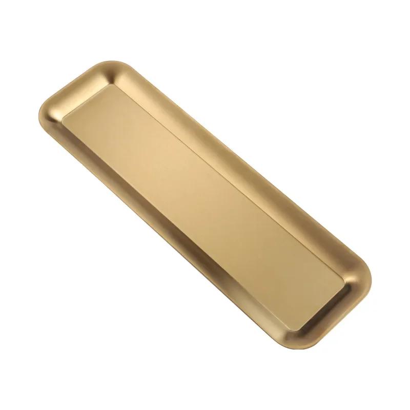 Korean Version of 304 Stainless Steel Rectangular Plate, 40cm Strip Plate, Thick Golden Sushi Plate, Barbecue Plate, Flat Plate