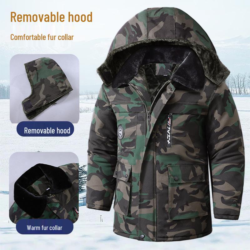 Men's Winter Camouflage Jacket: Thickened Cotton, Waterproof, Anti-Cold Military-Style Coat, Plus Velvet, 2024 Model