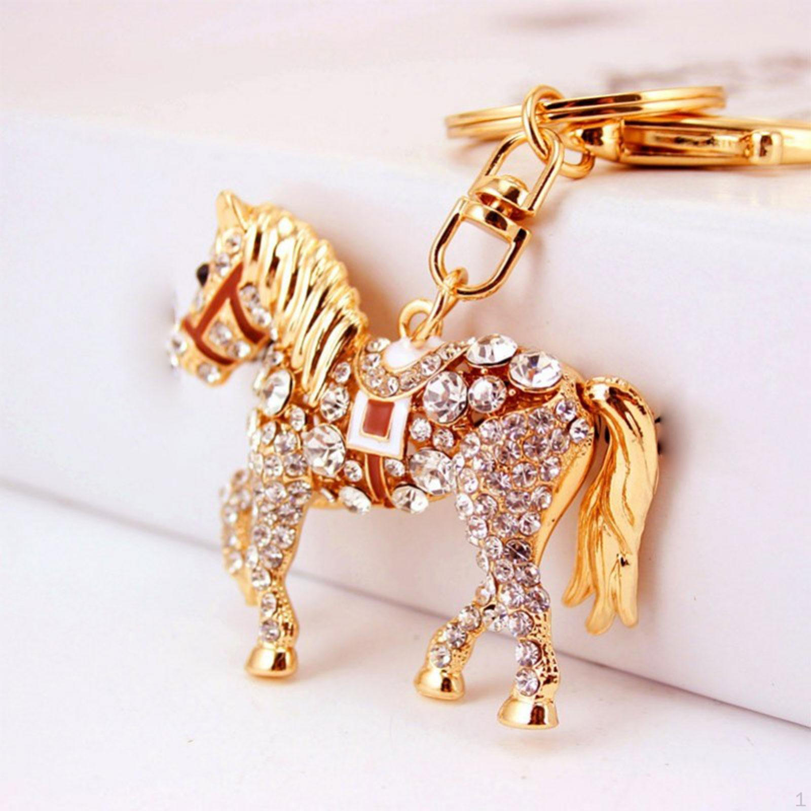 

Horse Rhinestone Keychain Bag Pendant Bling Sparkling Creative Decorative Gifts Key Chain Car