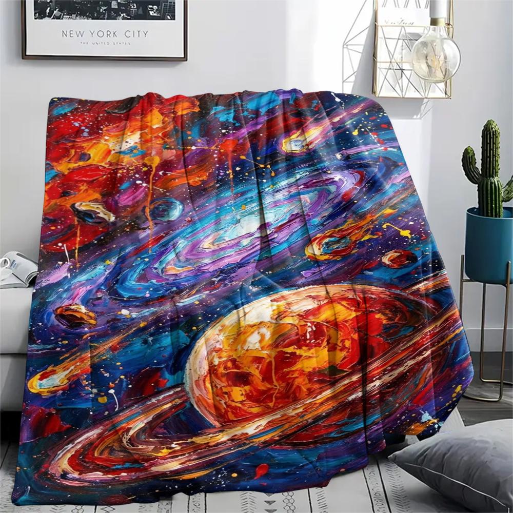 1 Stück Flanelldecke mit Weltraum-Print, Hohe Qualität, Bequem für alle Jahreszeiten, Heimdekoration, Wärme und Komfort, Perfekt für Weihnachtsgeschenke W161