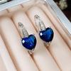 Blue Cz Heart Earrings For Women Elegant Simple Wedding Accessory  Fashion Versatile Ear Jewelry Gift