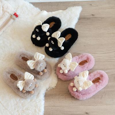 Children Furry Slippers Fashion Girls Home Cartoon Dust Bunnies Indoor Plush Slippers Kids Warm Winter Shoes Anti-Slippery