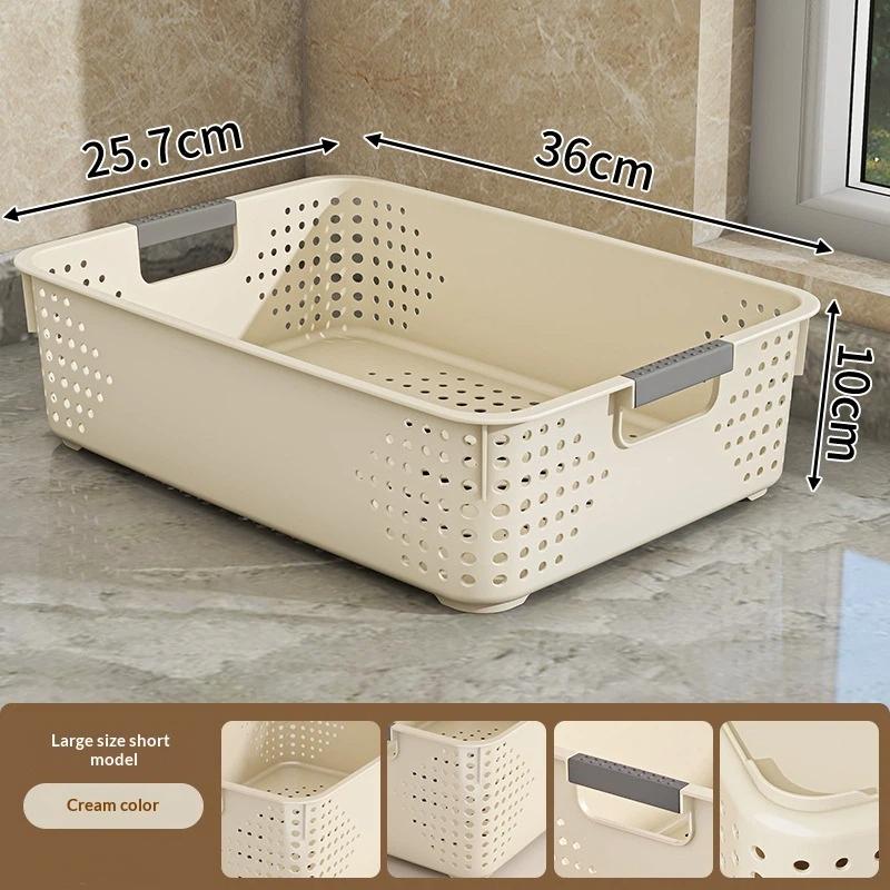 Stackable Vented Organizer Baskets Multi Size with Handles for Efficient Office Supplies Storage