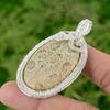 Sterling Silver Natural Fossil Coral Wire Wrap Trendy Bezel Wife Pendant Jewelry