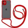 Coque Bandoulière - BOOLING - Pour iPhone 12 - Rouge - Rigide - Mat