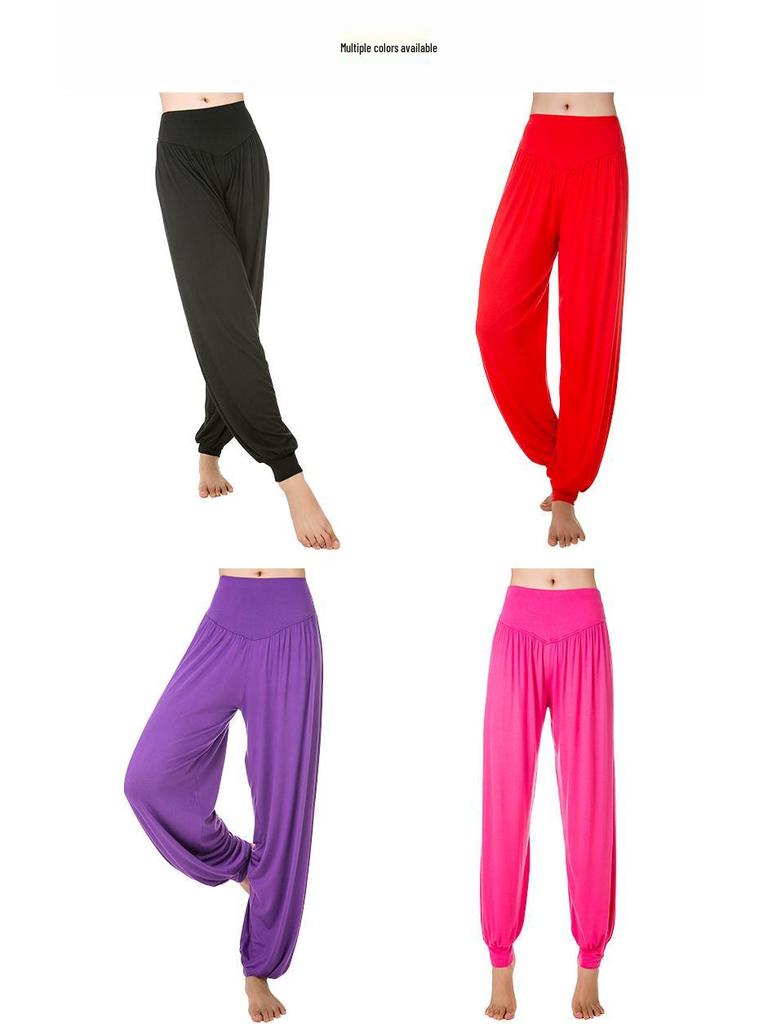 Dámské modální harémové kalhoty s širokými nohavicemi na jógu: Dlouhé, pohodlné taneční/sportovní sukně-kalhoty