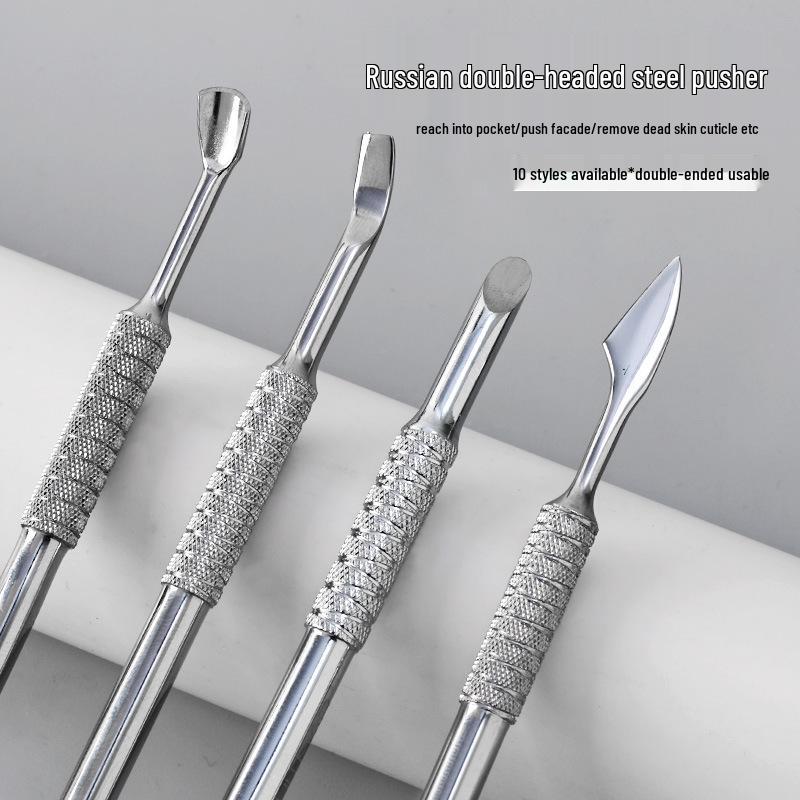 

Dual-Headed Russian Style Nail Cuticle Pusher & Abrasive Pad