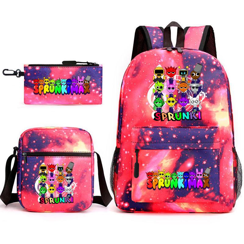 Anime Cartoon Backpack Sprunki Large Capacity Primary School Student Schoolbag Satchel Pencil Case