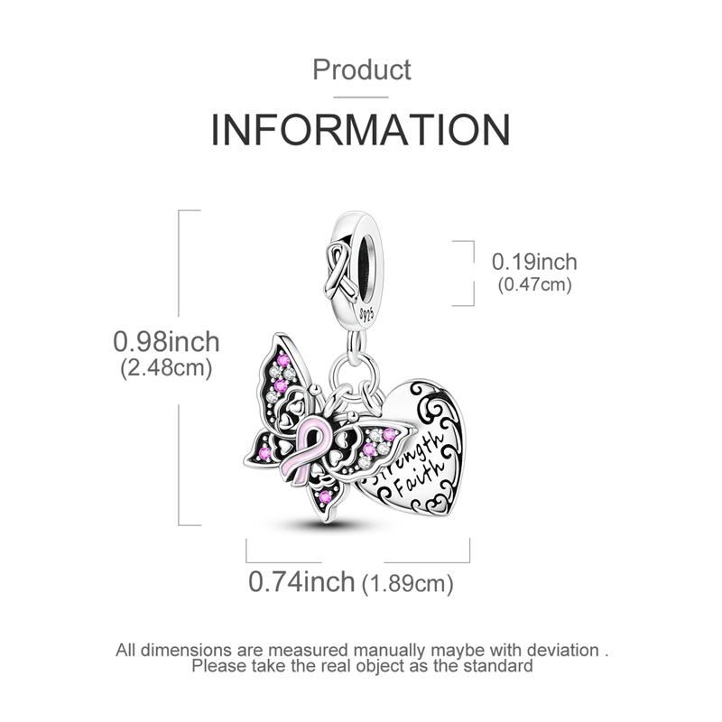 Charms Copper Women Pink Butterfly-Shaped Pendants Fit Charms Plata Original Bracelet Beads Women Jewellery Making Diy