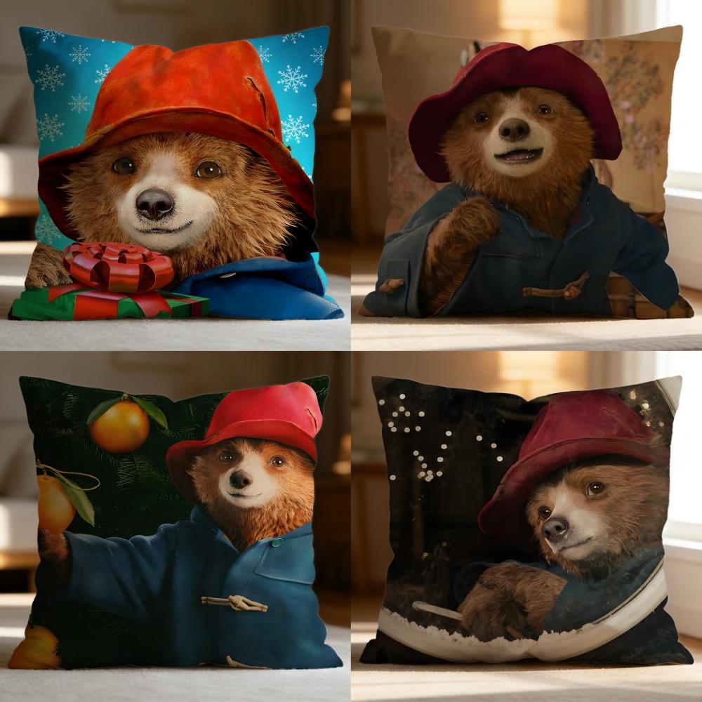 Fashion P-PPaddington Bear Cushion Cover Soft Washable Pillow Case Multi-Scene for Couch Bed Travel Office Use
