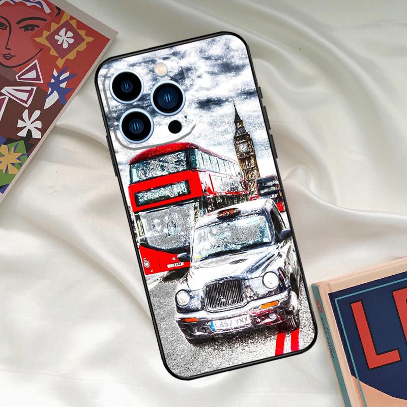 Retro Winter Snow London Phone Case For iPhone 16 15 14 13 12 11 Pro Max XS X XR Plus 13 12 Mini Cover Coque