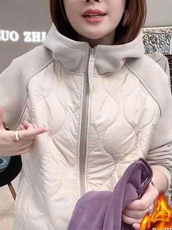 Der diesjährige trendige Colorblock-Kapuzen-Cardigan mit Reißverschluss - Vielseitig, figurbetont, verdickt, warmes Aoli-Samt für Herbst und Winter.