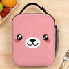 Pink Blushing Puppy Face Illustration Lunch Bag For Child Print Picnic Lunch Box Casual Convenient Oxford Cooler Bag