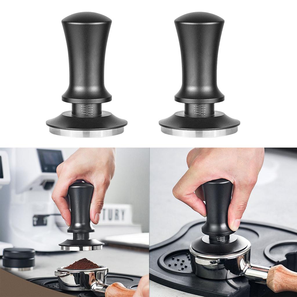 Espresso Tamper 51mm 58mm Coffee Calibrated Spring Loaded Tamper with Stainless Steel Base Alloy Handle Barista Tools