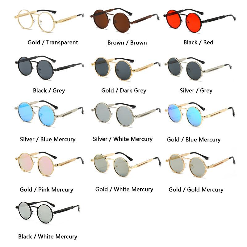 Classic New Punk Sunglasses Women Anti-Reflective Mirror Round Metal Sun Glasses Vintage Men Driving Glasses UV400