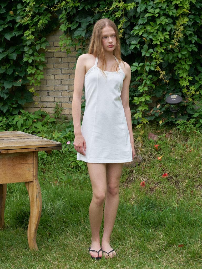 Heatherment Fuzzy Halter Dress (White)