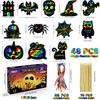 OHOME Halloween Party Favors - 48 PCS Magic Rainbow Scratch Paper Cards Set for Kids - Kids Halloween Games Crafts Treats Toys Gifts - Trick-or-Treat