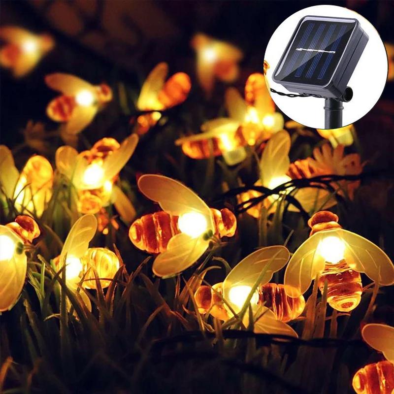 

Новая светодиодная гирлянда на солнечных батареях в виде милой медоносной пчелы, 50 светодиодов, уличная садовая гирлянда для патио, рождественские огни 5M 20LEDs