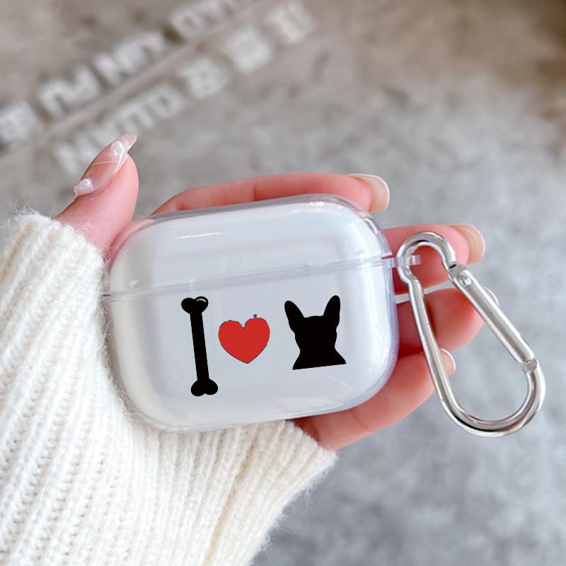 French Bulldog Soft Case for Apple Airpods 2 1 Earphone Cases With Hook For Airpod Pro 3 Pro2 Clear Protective Covers Accessorie