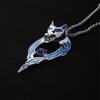 Blue Wolf Pendants Exaggerated Chain Necklace for Women Unisex Punk Style Personality Animal Drop Unique Design Neck Jewelry