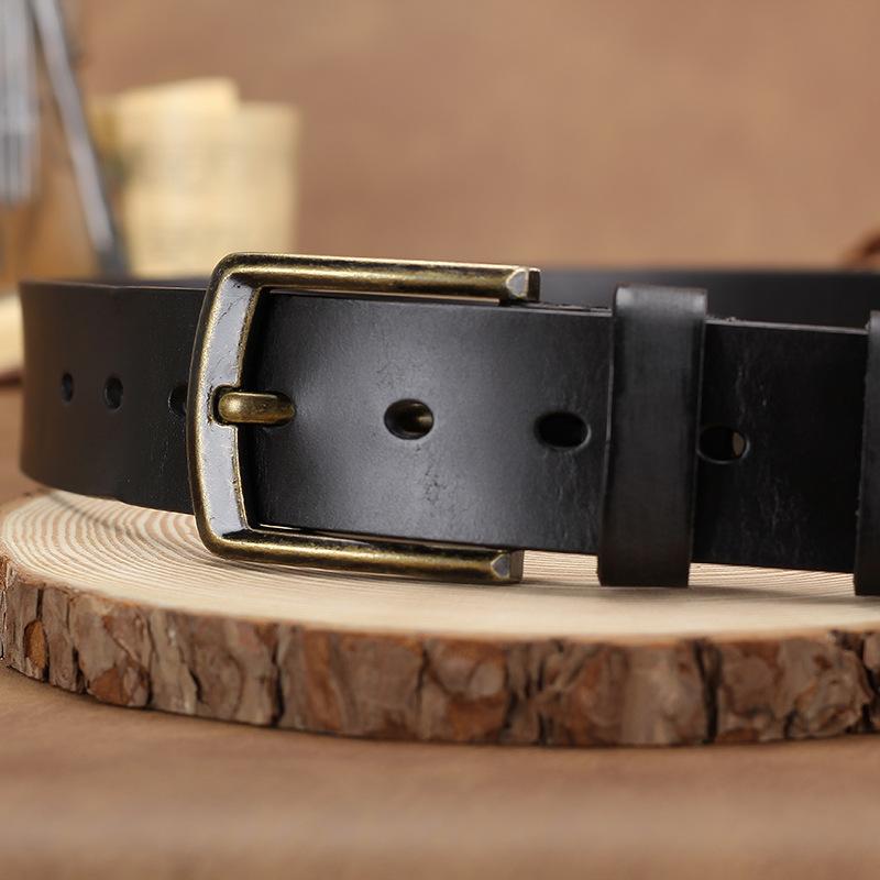 Belt Men'S Leather Pin Buckle Youth Casual Business Belt First Layer Cowhide Jeans Belt