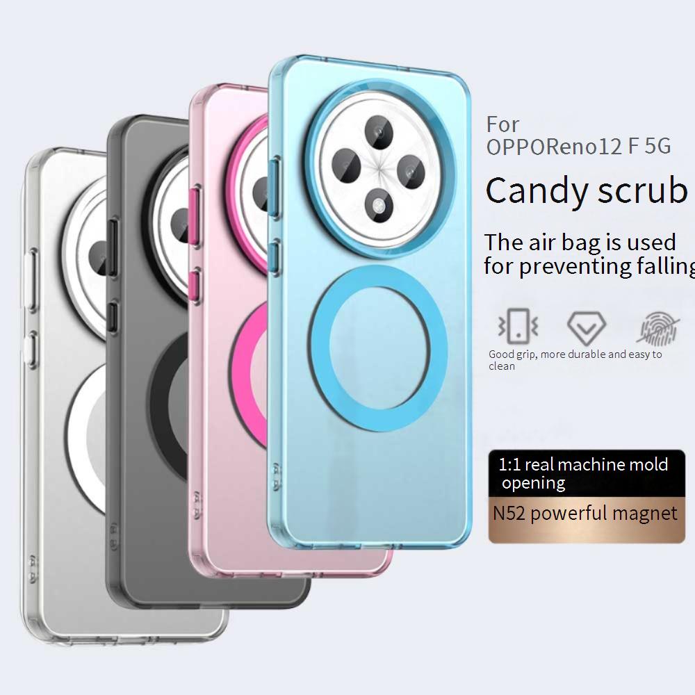 Magsafe Matte Phone Case For Oppo Reno 12F 5G/4G 12FS 5G/4G F27 Protective Case Magnetic Wireless Charging Shockproof Back Cover