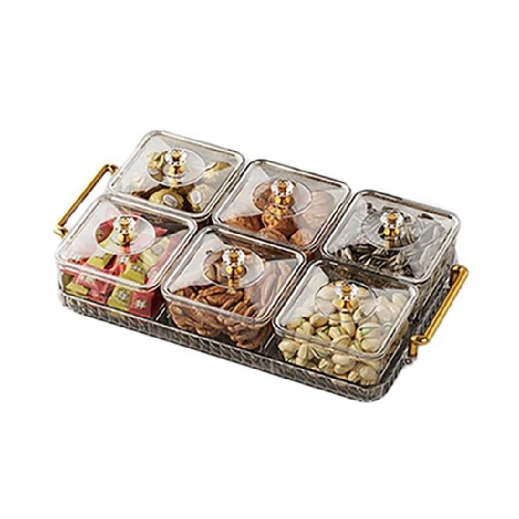 Nonslip Divided Snacks Fruit Tray With Lid Snacks Fruit Tray Removable Snacks Platter Candy Storage Box Easy to Use