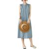 2026 New Summer Casual Sleeveless Cotton Linen Dress - Slimming, Loose Fit, Solid Color