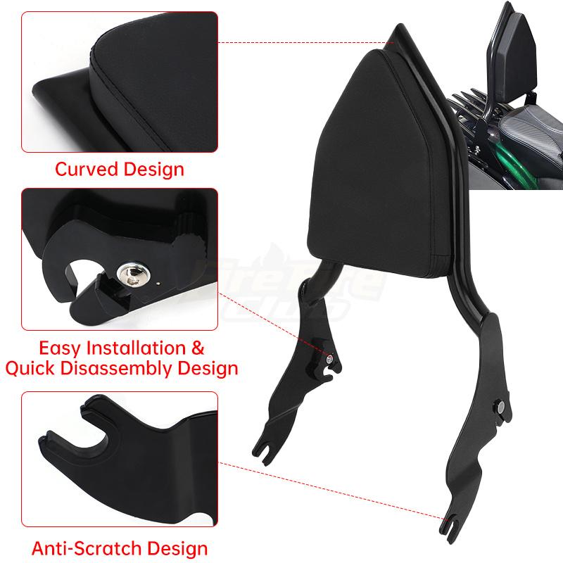 Motocykl Černá Odnímatelná opěrka pro spolujezdce Sissy Bar pro Harley Touring Road King Glide Street Electra Glide CVO 2009-2022