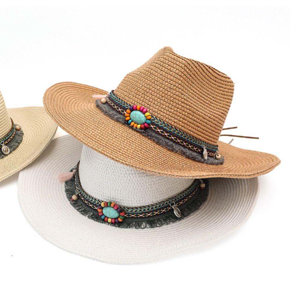 

Big-edge Western Cowboy Hat Solid Color Straw Hat Punk Cowgirl Jazz Hat Outdoor бронзовий