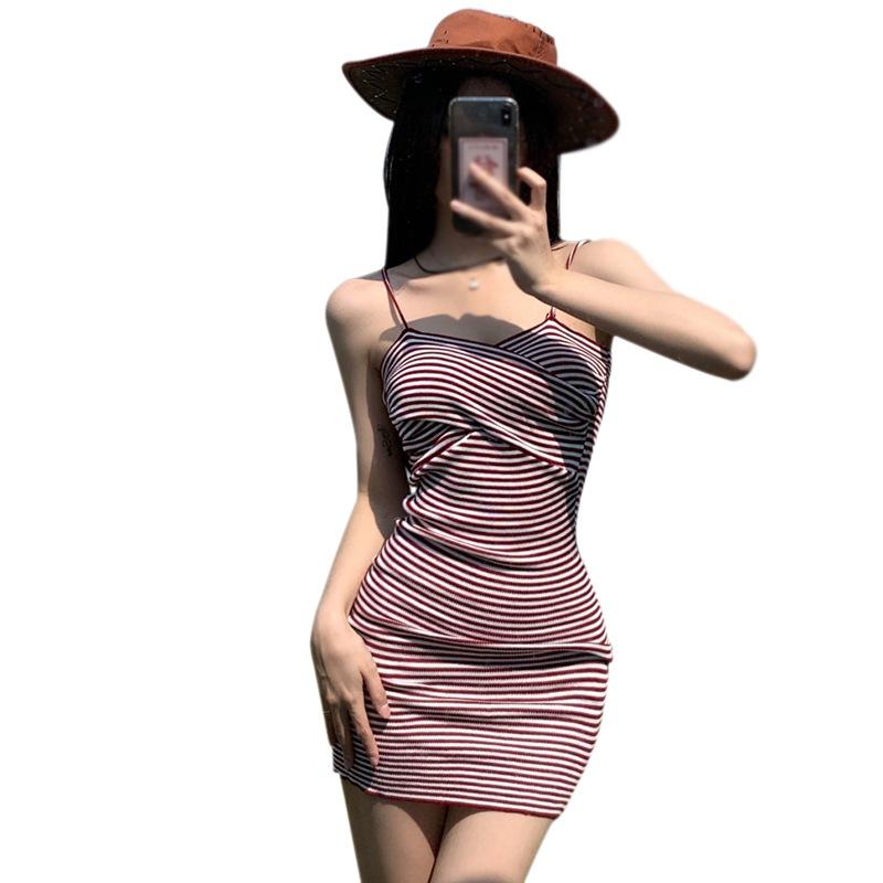 

Женское корейское платье летнее трикотажное повседневное платье тонкое сексуальное