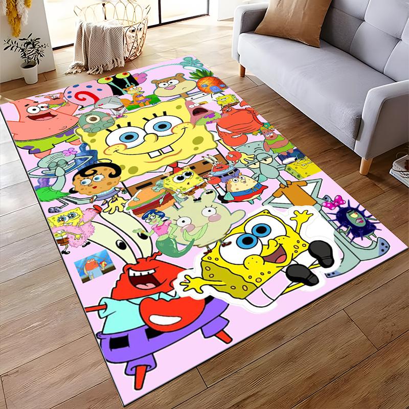 Colorful SpongeBob Cartoon Carpet, Perfect for Kids' Rooms. Suitable for Use As an Anti-slip Game Mat for Living Room and Bedroom Sofas