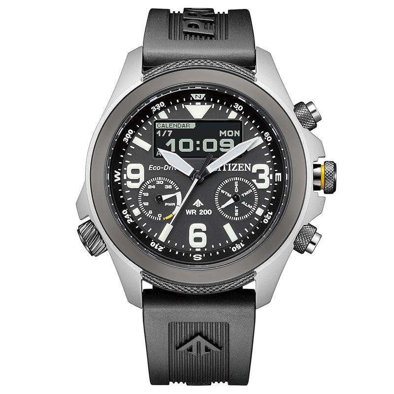 

Чоловічий годинник [Citizen] Pro Master Photovoltaic eco-drive водонепроникний LAND series Urethane Ana-Digi чорний JV1007-07E
