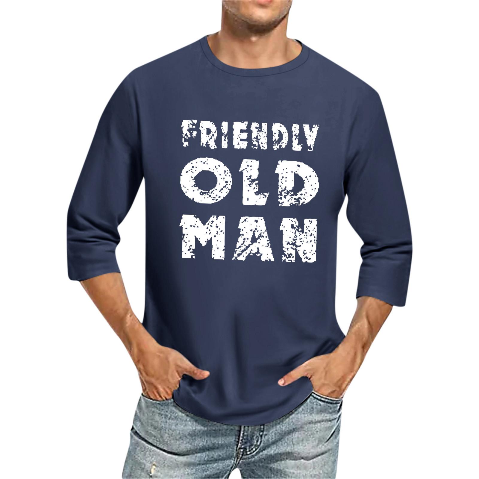 

Мужская повседневная модная футболка с круглым вырезом и рукавом три четверти XXXL