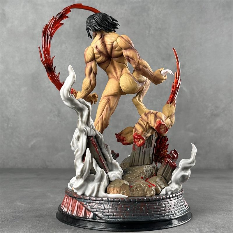 Anime Attack On Titan Action Figure Eren Jaeger Statue PVC Collectible Model Shingeki No Kyojin Combat Form Eren Figurine Toys